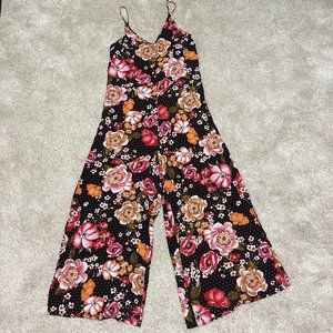 Kachel x Anthropologie Jumpsuit Size 6 Wide Leg Floral Black Pink Yellow